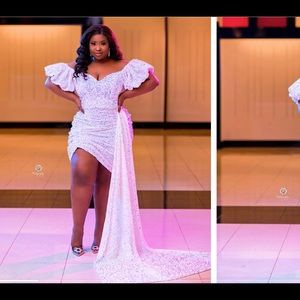 White Sequin dress with train!